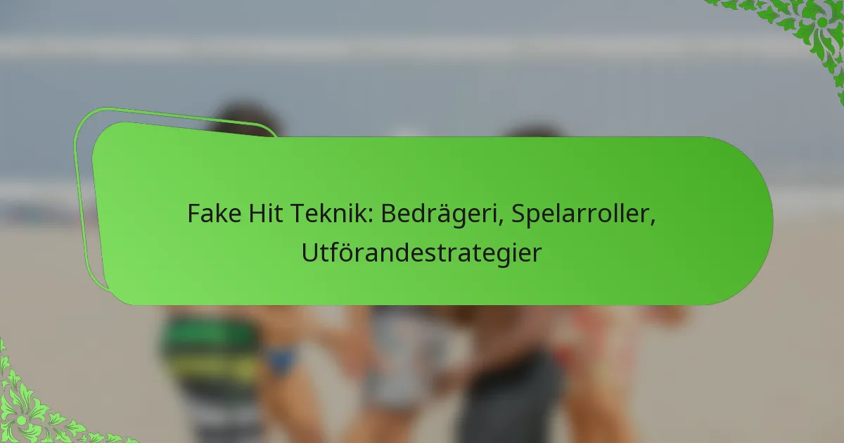 Fake Hit Teknik: Bedrägeri, Spelarroller, Utförandestrategier