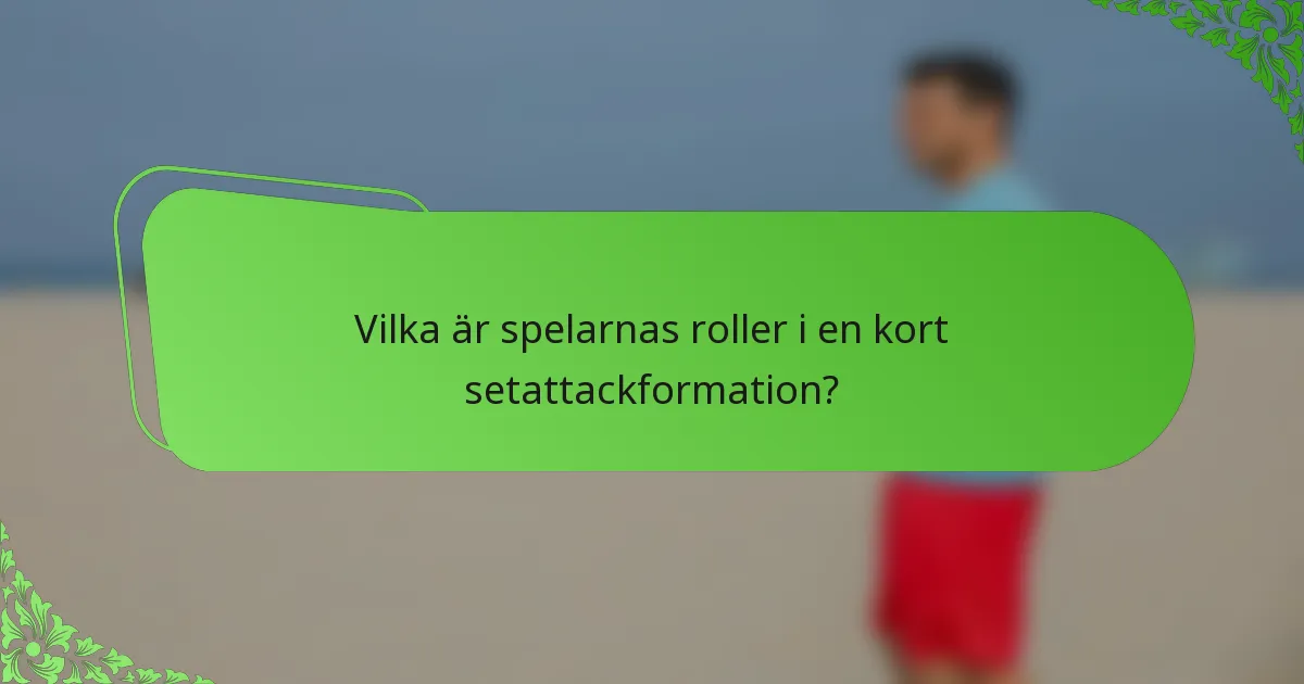 Vilka är spelarnas roller i en kort setattackformation?