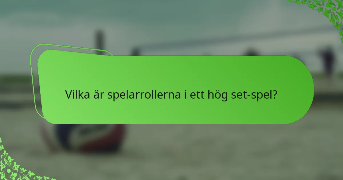 Vilka är spelarrollerna i ett hög set-spel?